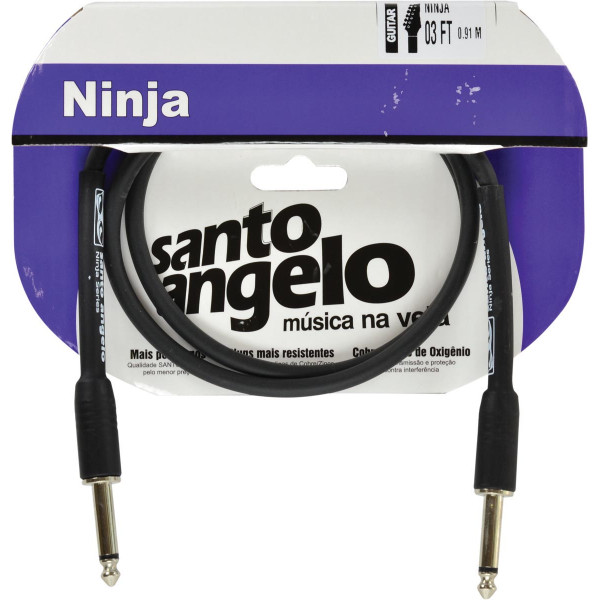 Cabo De Guitarra Ninja Cable 0,20 Mm Conector P10/p10 03ft 91 Centímetros Preto